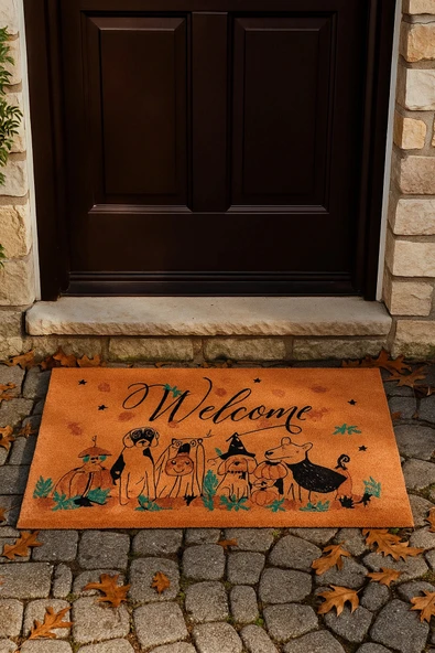 Valerine Life Velür Coco Dokulu Welcome Hoş Geldiniz Kapı Önü Dış Mekan Paspası 45x70cm 27YCM260110 ürün görseli 1