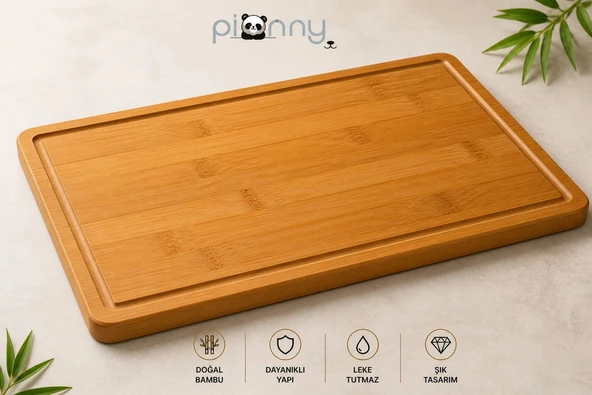 Pionny Bambu Kalın Kesme Tahtası ve Steak 40x30 cm ürün görseli 1