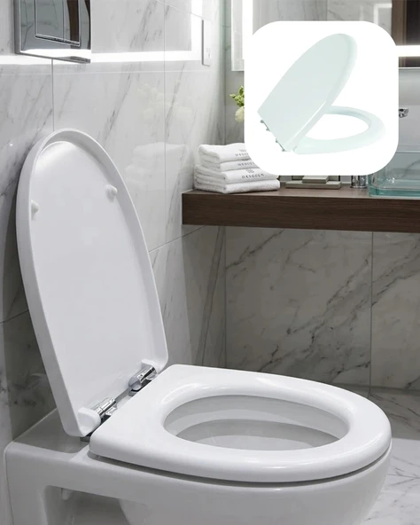Universal Klozet Kapak Seti Kaydırmaz Alt Yüzey Kolay Temizlik Banyo Aksesuarı ürün görseli 1