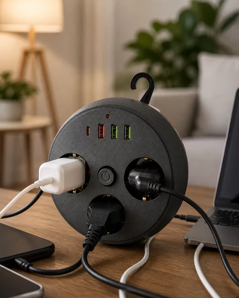 Ev Ofis İçin Çoklu Priz 3 Priz 3 USB Type C Güvenli Enerji Yönetimi ürün görseli 1