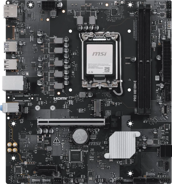MSI MB PRO H810M-E SOKET 1851 DDR5 6400 MHZ(OC)  1xM.2 USB 5Gbps HDMI DP 2.5G LAN mATX ürün görseli 1