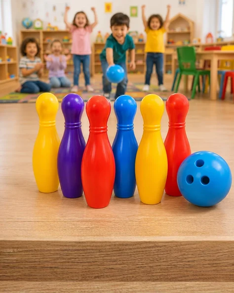 Eğlenceli Bowling Oyuncak Seti Çocuklar İçin Renkli Kuka ve Top ürün görseli 1