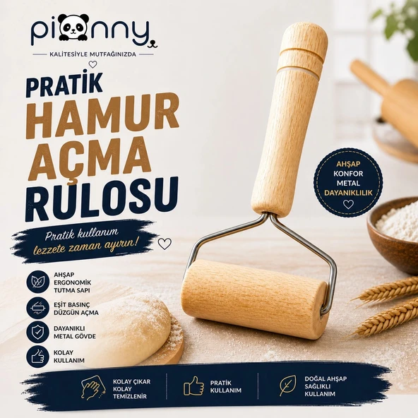 Pionny Tek Elle Kullanılan Kurabiye Mantı Şeker Oyun Süs Hamuru Hamur Pasta Kek Süsleme Merdanesi ürün görseli 1