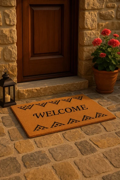 Valerine Life Velür Coco Dokulu Welcome Hoş Geldiniz Kapı Önü Dış Mekan Paspası 45x70cm 27YCM260108 ürün görseli 1