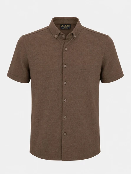 Jet Polo Likralı Kısa Kol Slim Fit Gömlek - 7669 ürün görseli 1