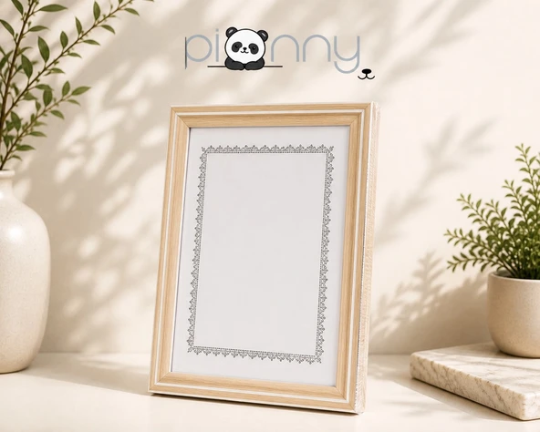 Pionny A4 Ahşap Çerçeve 21x29,7 cm (Açık Kahverengi - Beyaz) ürün görseli 1