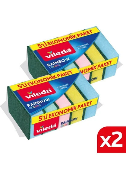 Vileda 2 Paket 5'li Rainbow Bulaşık Süngeri ürün görseli 1