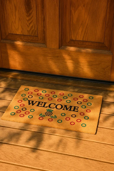 Valerine Life Velür Coco Dokulu Welcome Hoş Geldiniz Kapı Önü Dış Mekan Paspası 45x70cm 27YCM260117 ürün görseli 1
