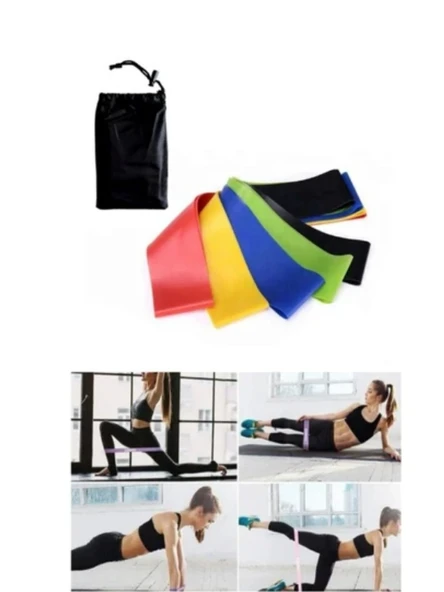 Mucit Home 5 Farklı Seviyeli Çantalı Pilates Direnç Bandı Seti ürün görseli 1