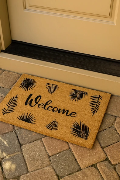 Valerine Life Velür Coco Dokulu Welcome Hoş Geldiniz Kapı Önü Dış Mekan Paspası 45x70cm 27YCM260114 ürün görseli 1