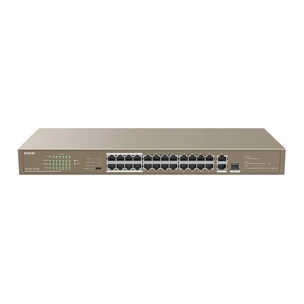 TENDA 24port PoE 250w 1-SFP 10/100/ 2-GbE Yönetilemez Switch TEF1126P-24-250W ürün görseli 1