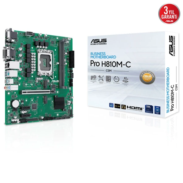 ASUS PRO H810M-C CSM DDR5 HDMI DP PCIE 4.0 1851p mATX ürün görseli 1
