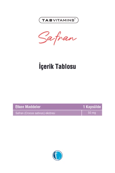 TABVITAMINS SAFRAN 50 MG 30 KAPSUL - Resim 2