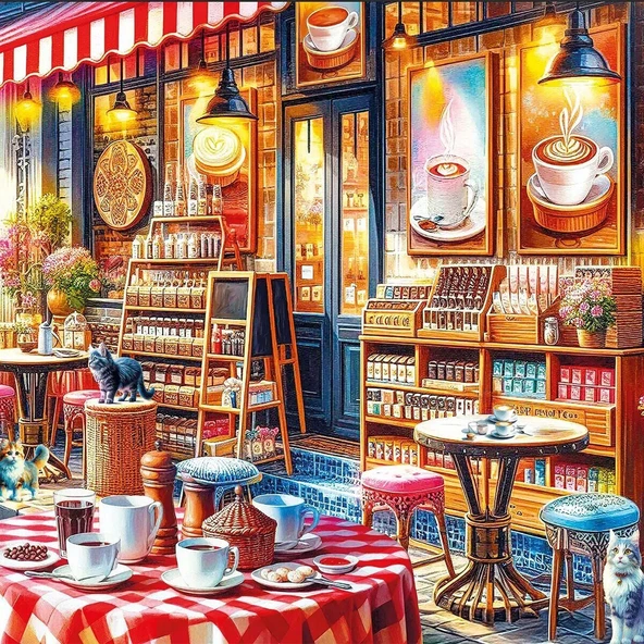 20809 PUZZLE 1000 KAHVE COFFEE STORE - Resim 5