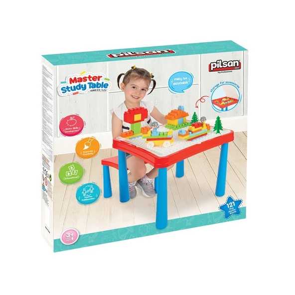 03 477 MASTER ÇALIŞMA MASASI KIRMIZI MAVİ - Resim 3