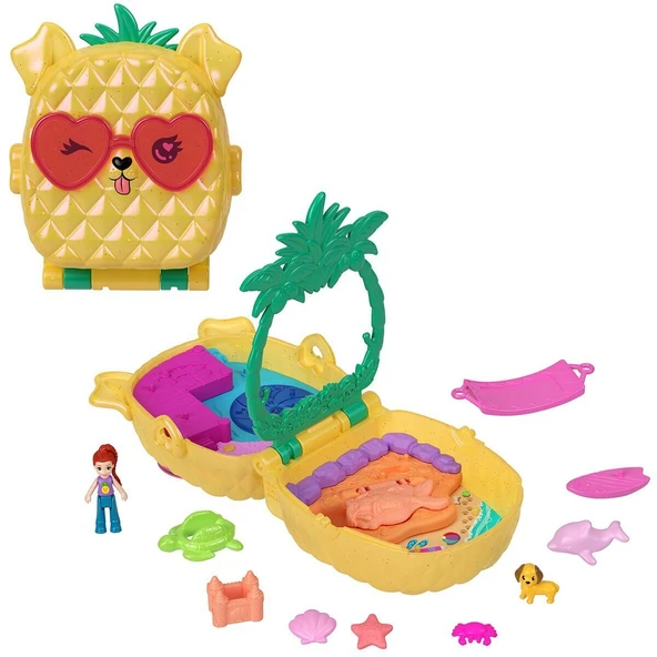 JFV00 Polly Pocket Ananas Köpekçik Plajı Mini Oyun Seti ürün görseli 1