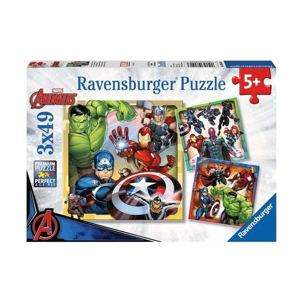 80403 Marvel Avengers 3x49 parça Ravensburger Puzzle ürün görseli 1
