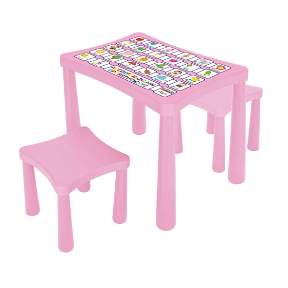 03 493 STORY İKİ TABURELİ MASA (PEMBE) ürün görseli 1