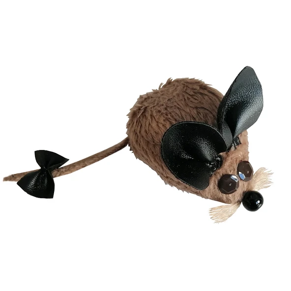 Kedi Oyuncağı Bıyıklı Peluş Fare 4,5 x 6-15 cm Taba ürün görseli 1