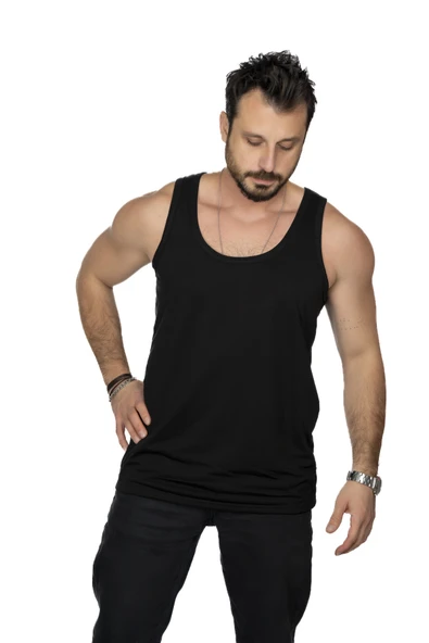 Aşırı Terleme Önleyici Siyah Erkek Atlet, Çift Katmanlı, Islaklık Sızdırmaz, Nefes Alabilen Kumaş ürün görseli 1