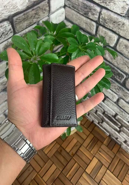 Guard Kahverengi Hakiki Deri Katlanan Çıtçıtlı Anahtarlık // GRD260509WT983 ürün görseli 1