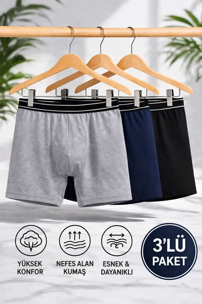 3'lü Erkek Boxer, Aşırı Terleme Önleyici, Çift Katmanlı, Islaklık Sızdırmaz, Nefes Alabilen İç Giyim ürün görseli 1