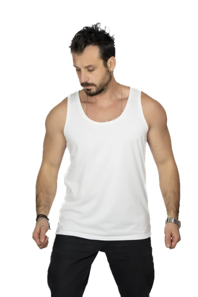 Aşırı Terleme Önleyici Beyaz Erkek Atlet, Çift Katmanlı, Islaklık Sızdırmaz, Nefes Alabilen Kumaş ürün görseli 1
