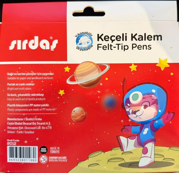 Sırdaş Keçeli Boya Kalemi 12'li 8012 - Resim 2