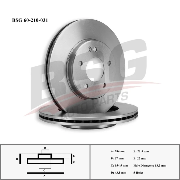 Mercedes Fren Diski Ön - Havalı - Bsg 60-210-031 ürün görseli 1