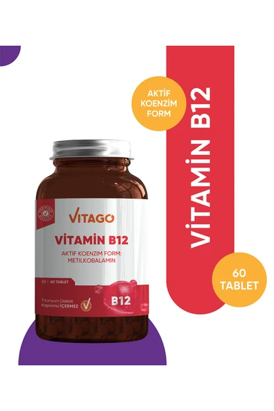 Vitago Premium Vitamin B12 İçeren Tablet Takviye Edici Gıda 60'lı ürün görseli 1