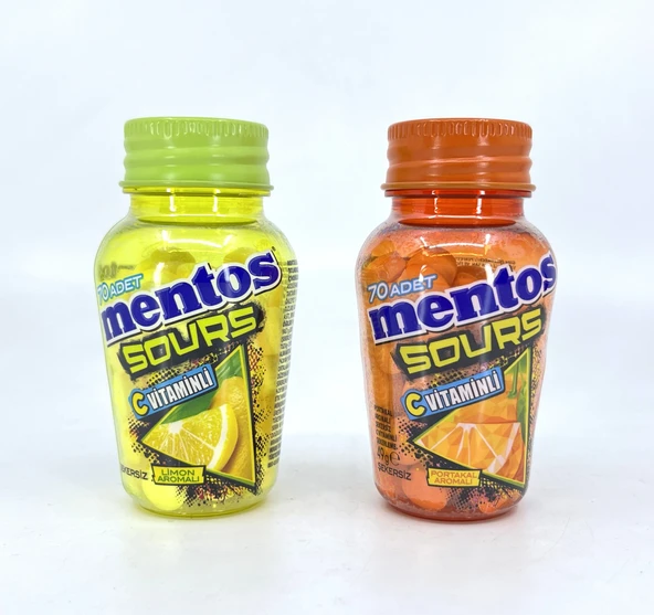 Mentos Sours Şekersiz Tatlandırıcılı C Vitaminli Limon ve Portakal Aromalı Tablet Şekerleme 49gr X 2 Adet ürün görseli 1