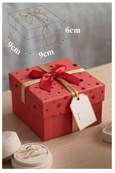 Hediye Kutusu Kare 1 Adet K-8757 Küçük Boş Hediye Kutusu Sevgiliye Özel Kurdelalı Kutu Karton Kutu Hatıra Kutusu 9x9cm ürün görseli 1