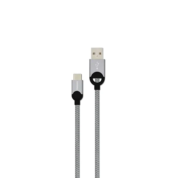 Philips 5A 100W UsbA to Type-C Örgülü 1.2 Metre Hızlı Şarj ve Data Kablosu Gri 2023GR5A2628T ürün görseli 1