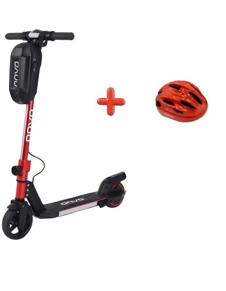 Onvo KX-01 Kırmızı 150 W Çocuk Elektrikli Scooter Kasklı ürün görseli 1