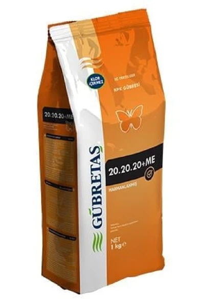 GÜBRETAŞ 20-20-20 NPK Gübresi 1 Kg, Azot, Fosfor, Potasyum + ME, Orijinal Paket ürün görseli 1