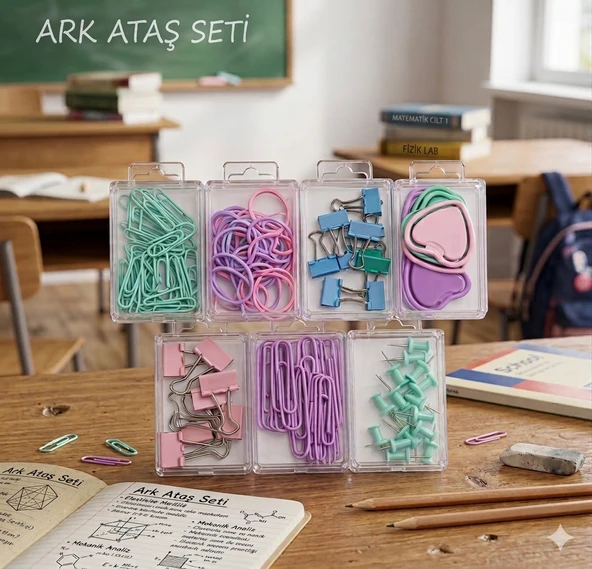 Pastel Renkli Masaüstü Düzenleyici ve Kırtasiye Seti 2 Adet ürün görseli 1