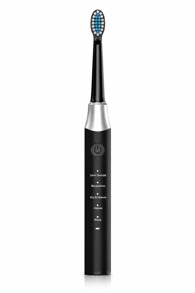 Auhma AMF13 Siyah Elektrikli Diş Fırçası Şarjlı 5 Mod IPX7 Su Geçirmez 4 Başlıklı ürün görseli 1