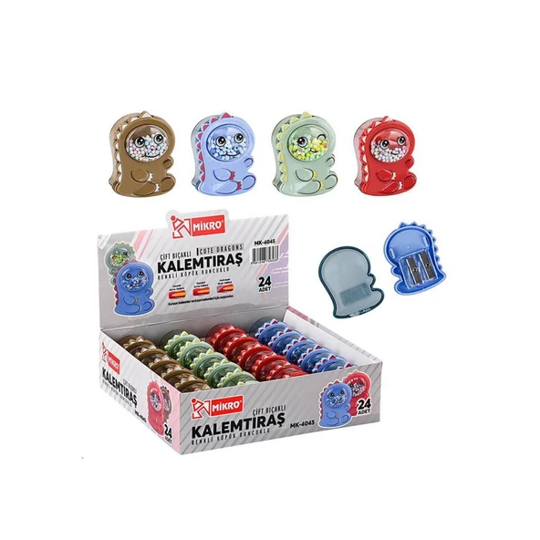 Mikro Mk-4045 Cute Dragons Çift Biçakli Kalemtiraş - 24 Adet ürün görseli 1