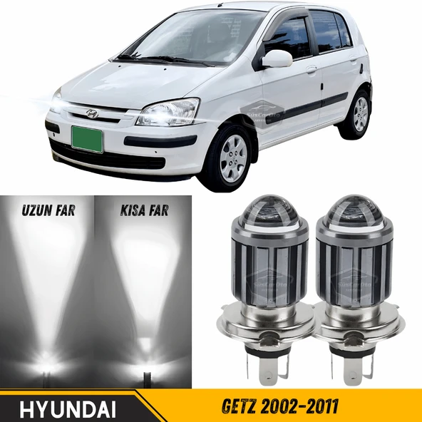 Hyundai Getz 2002–2011 Uyumlu Mercekli Far Ampulü Led Xenon Beyaz Renk Far Şimşek Etkili CSP Led Lamba Uzun Kısa 2 Adet Takım ürün görseli 1