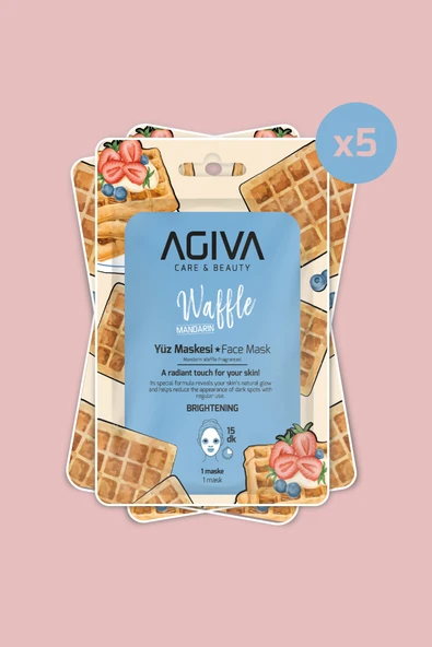 Mandarin&Waffle Aydınlatıcı ve Nemlendirici Kağıt Yüz Maskesi 5'li Set-Aydınlatıcı Etki ürün görseli 1