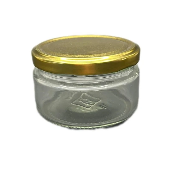 300 cc şeffaf cam magnolia kavanozu gold kapaklı, 12 adet, cam kavanoz, magnolia kavanozu, konserve kavanozu, reçel kavanozu, bal kavanozu, saklama kavanozu ürün görseli 1