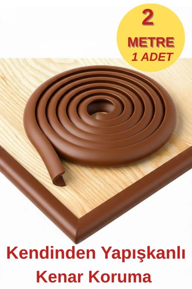 2 Metre 1 Adet Kahverengi Yumuşak Kauçuk Koruma Bebek Odası Mobilya Kenar Köşe Koruma Darbe Emici ürün görseli 1