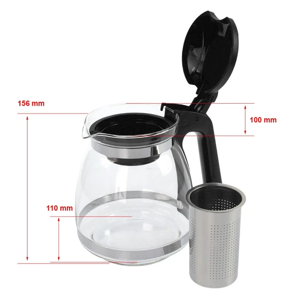 Çelik Süzgeçli Cam Demlik - 1500 ml - Resim 2