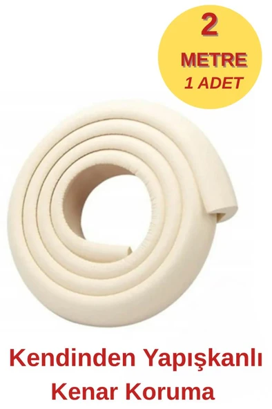2 Metre 1 Adet Fildişi-Krem Yumuşak Kauçuk Koruma Bebek Odası Mobilya Kenar Köşe Koruma Darbe Emici ürün görseli 1