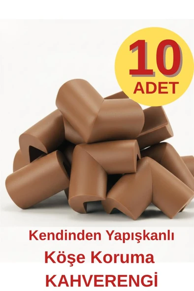 Kendinden Yapışkanlı 10 Adet Kahverengi Bebek Çocuk Köşe Koruma Masa Sehpa Mobilya Darbe Koruyucu ürün görseli 1