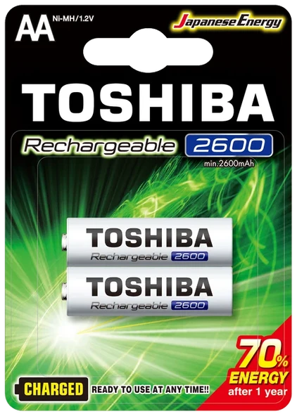 TOSHIBA 2600 MAH ŞARJLI KALEM PİL 2Lİ ürün görseli 1