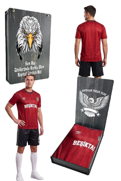 BEŞİKTAŞ ORİJİNAL LİSANSLI UMBRO SİYAH-KIRMIZI SET FORMA UV KUTU HEDİYELİ ürün görseli 1
