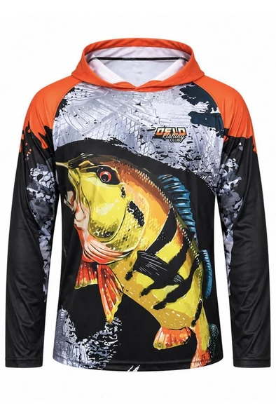 Oslo Performans Balıkçı T-Shirt Kapüşonlu Orange Fish ürün görseli 1