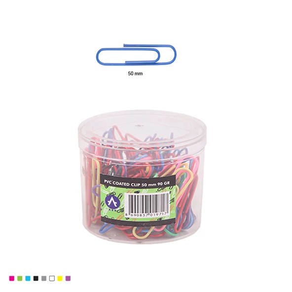 Ark PVC Kaplı Renkli Ataç Seti 50 mm 90 gr Şeffaf Kutulu 1 Adet ürün görseli 1