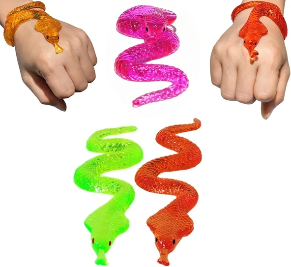 Esnek Dev Sürüngenler 30 cm - Yeşil Yılan - Resim 5